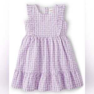 NWT: Girls Gingham Flutter Dress Size 8 - Spring Blooms - Noble Violet